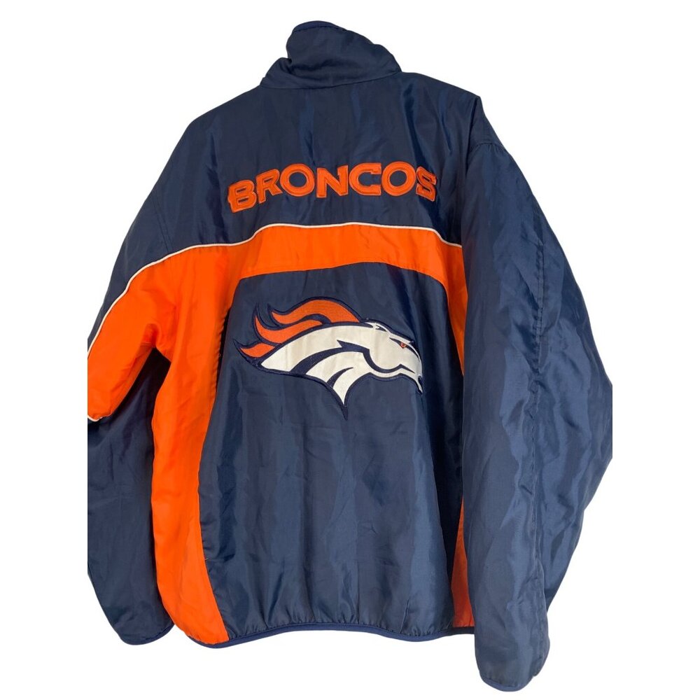 NFL Broncos Reversible Varsity Jacket Size M Full Zip Navy & Orange  RGG10653